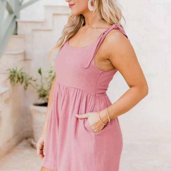 Pink Lily Stepping Out Navy Tie Romper - Medium - Picture 6 of 6